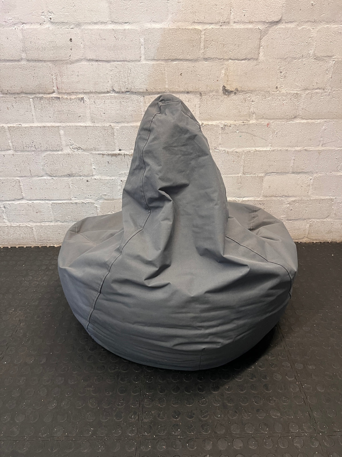 Grey Canvas Teardrop Bean Bag Lounge Chair — Fair Condition with General Wear – condition detail