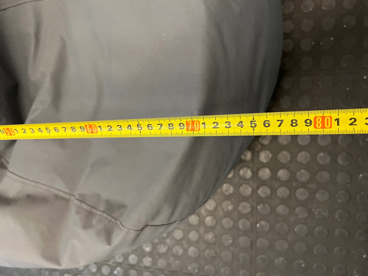 Grey Canvas Teardrop Bean Bag Lounge Chair — Fair Condition with General Wear – depth measurement