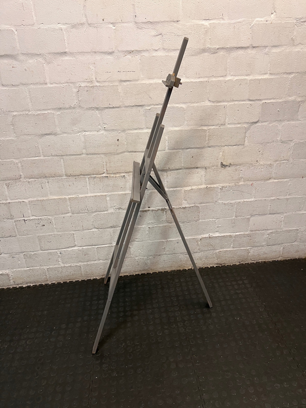 Grey Wooden Artist Display Easel — Well Used Finish – back view