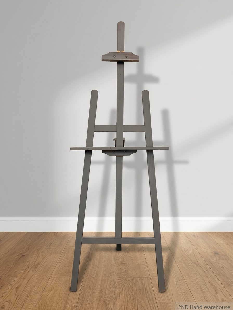 Grey Wooden Artist Display Easel — Well Used Finish – styled product image