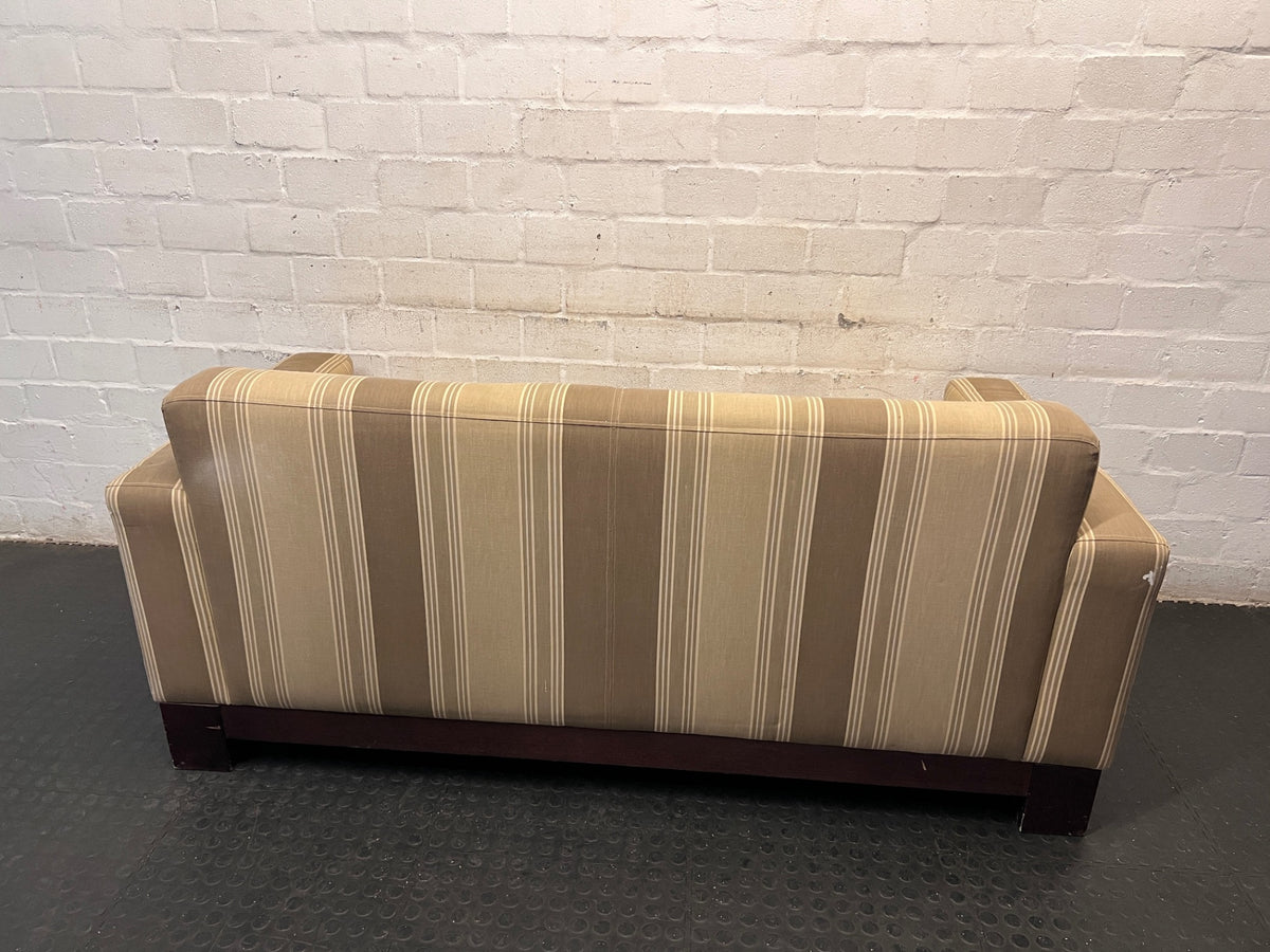 Coricraft Striped Beige and Brown 2 Seater Couch — Oversized for Standard Door Passage – top view