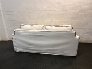 Cream Fabric 3 Seater Couch with Contrast Piping — Good Working Order – condition detail