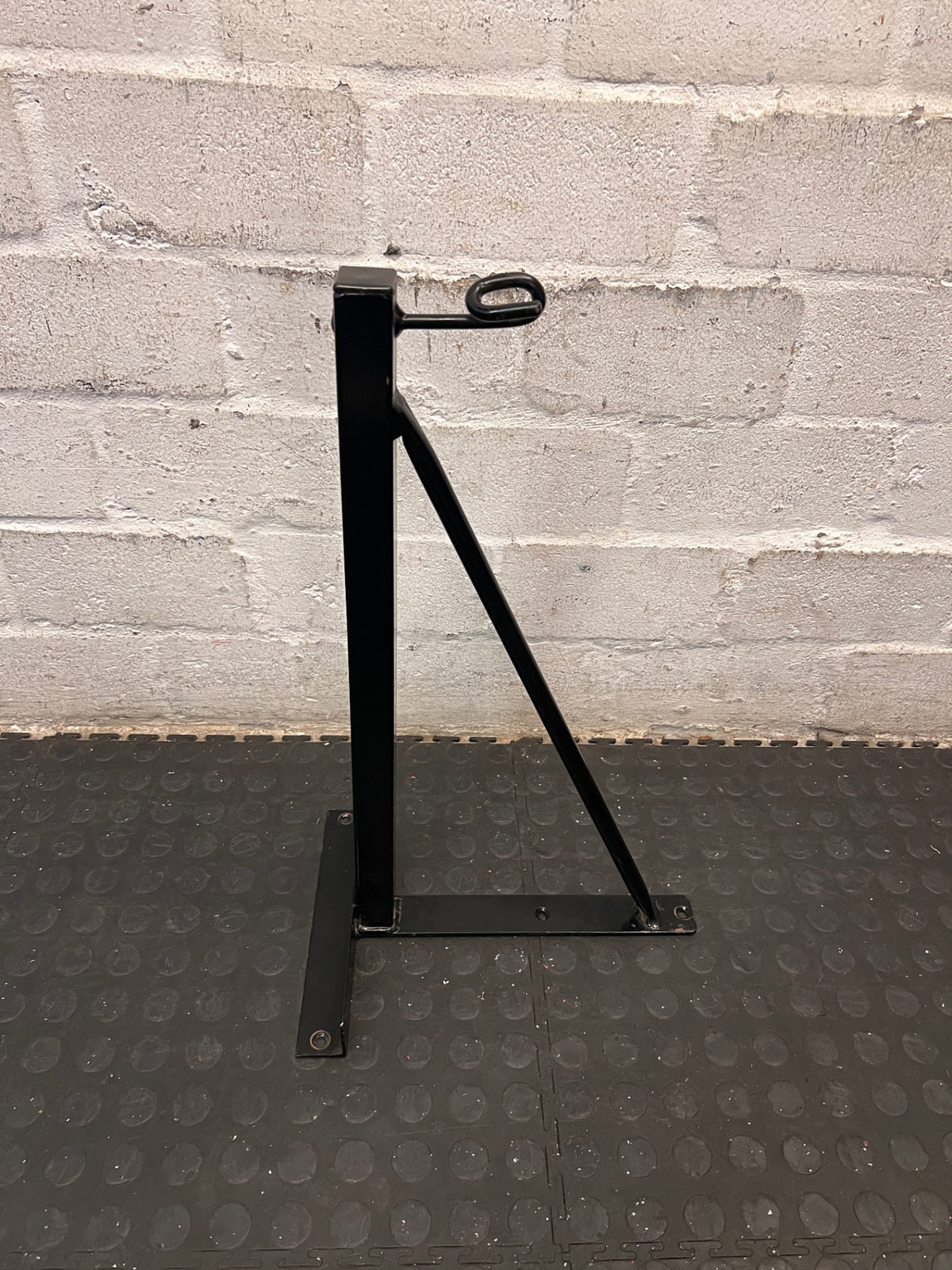 Black Wall-Mounted Punch Bag Bracket — Good Working Order – side view