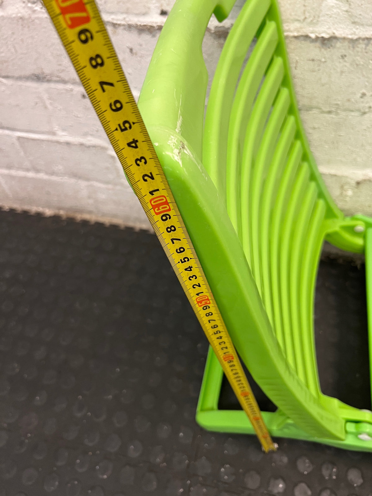 Lime Green Plastic Folding Outdoor Chair — Faded Finish on Chairs – height measurement