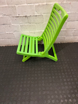 Lime Green Plastic Folding Outdoor Chair — Faded Finish on Chairs – side view