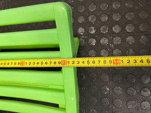 Lime Green Plastic Folding Outdoor Chair — Faded Finish on Chairs – width measurement