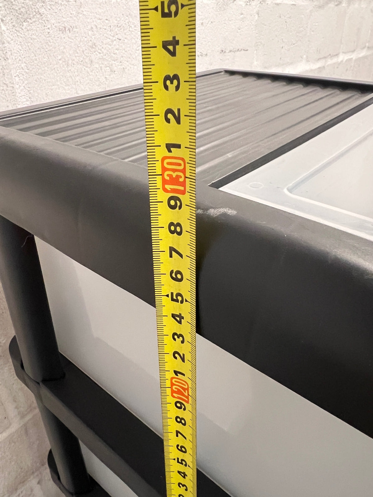 6-Tier Black and Translucent Plastic Storage Tower — Used; Fair Condition – height measurement