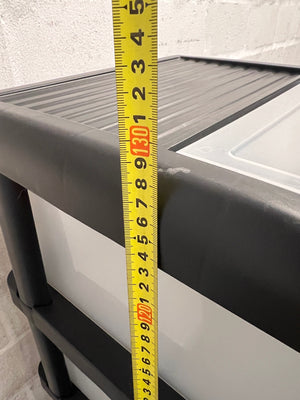 6-Tier Black and Translucent Plastic Storage Tower — Used; Fair Condition – height measurement