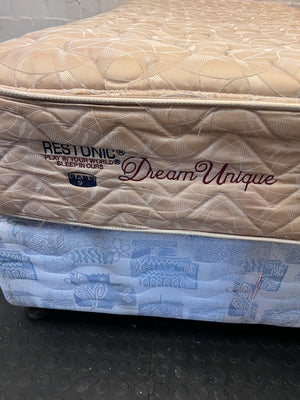 Restonic Dream Unique Three Quarter Base Set — Great Condition Bed and Mattress Set – top view