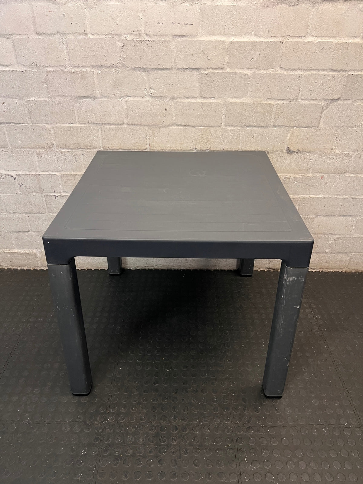 Square Charcoal Grey Multipurpose Table — Visible Surface Marks and Scuffs – condition detail