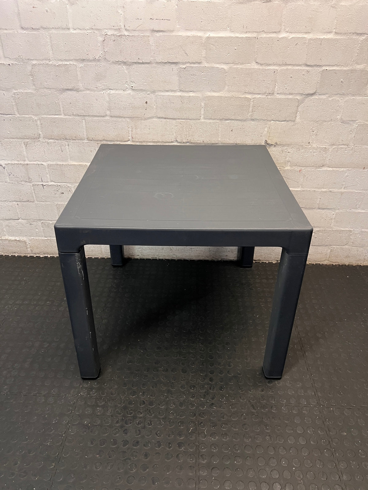 Square Charcoal Grey Multipurpose Table — Visible Surface Marks and Scuffs – main front view