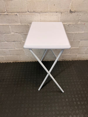 White Metal Folding Occasional Table — Good Working Order – back view