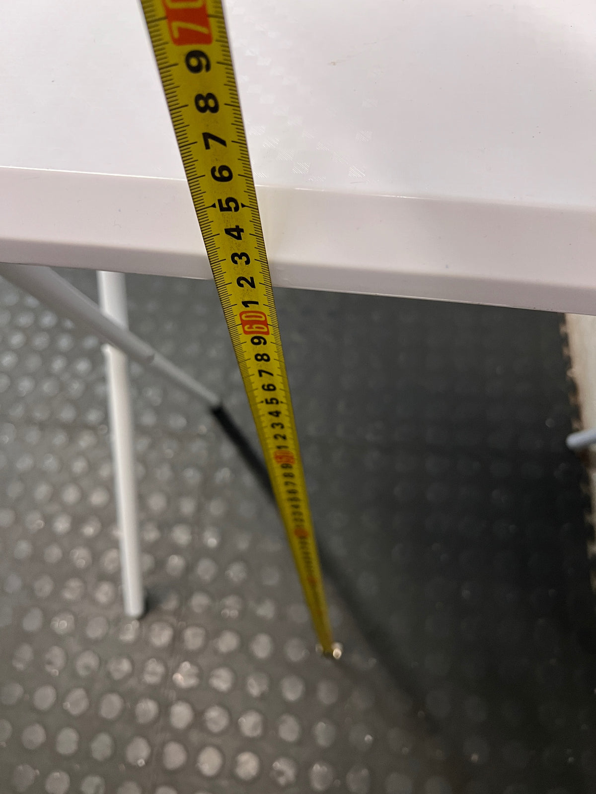 White Metal Folding Occasional Table — Good Working Order – height measurement