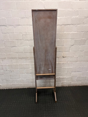 Standing Grey Wash Timber Full Length Mirror — Good Working Order – back view