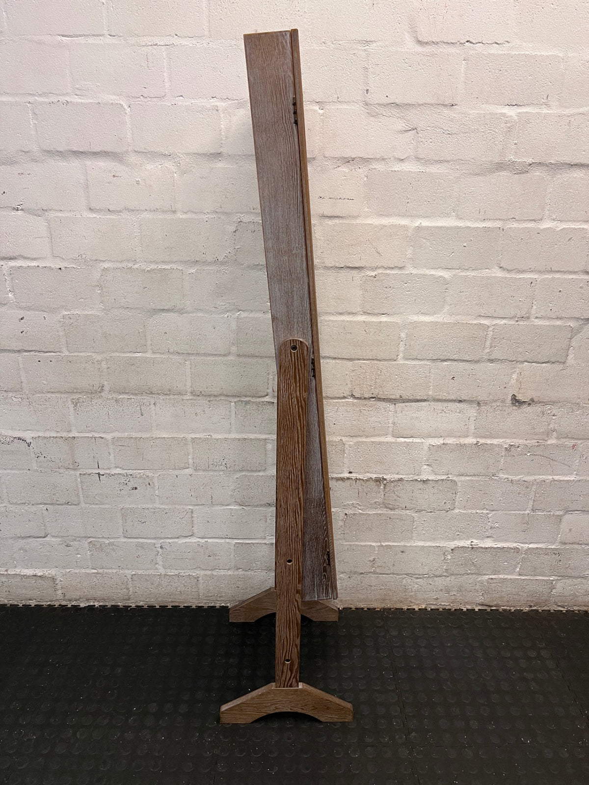 Standing Grey Wash Timber Full Length Mirror — Good Working Order – top view