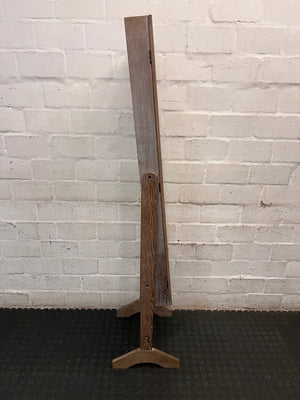 Standing Grey Wash Timber Full Length Mirror — Good Working Order – top view