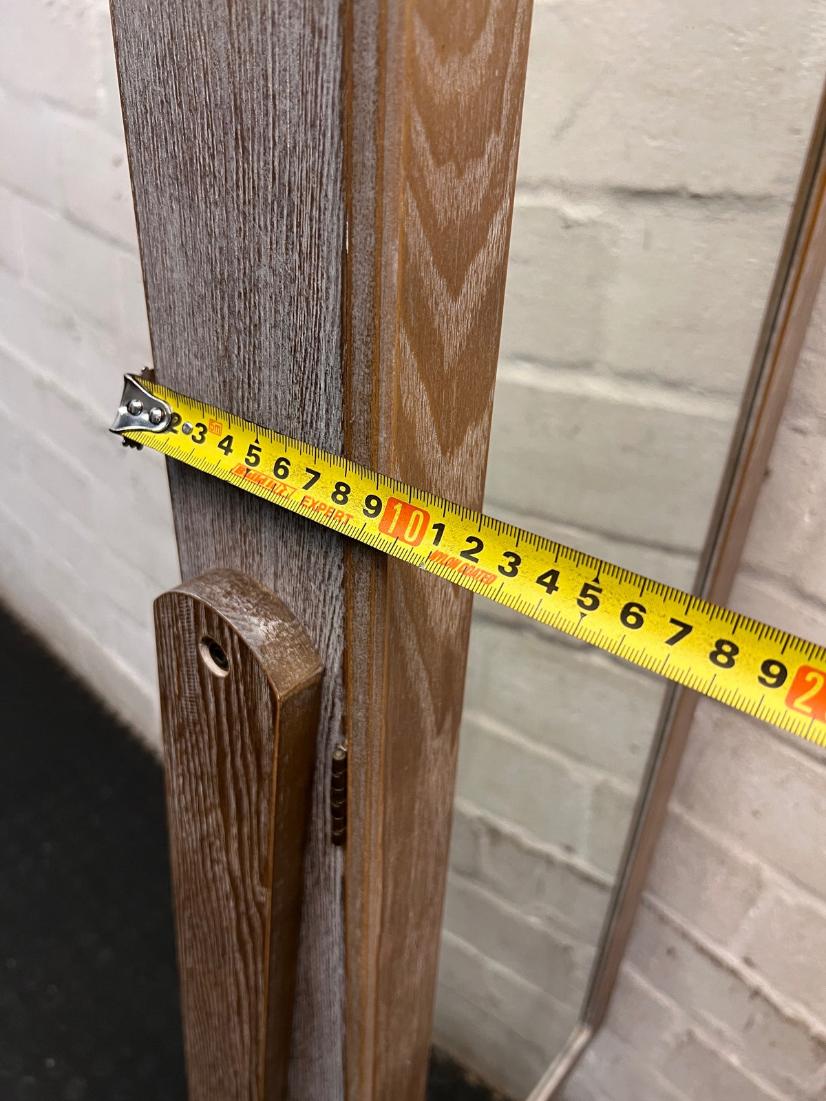 Standing Grey Wash Timber Full Length Mirror — Good Working Order – width measurement