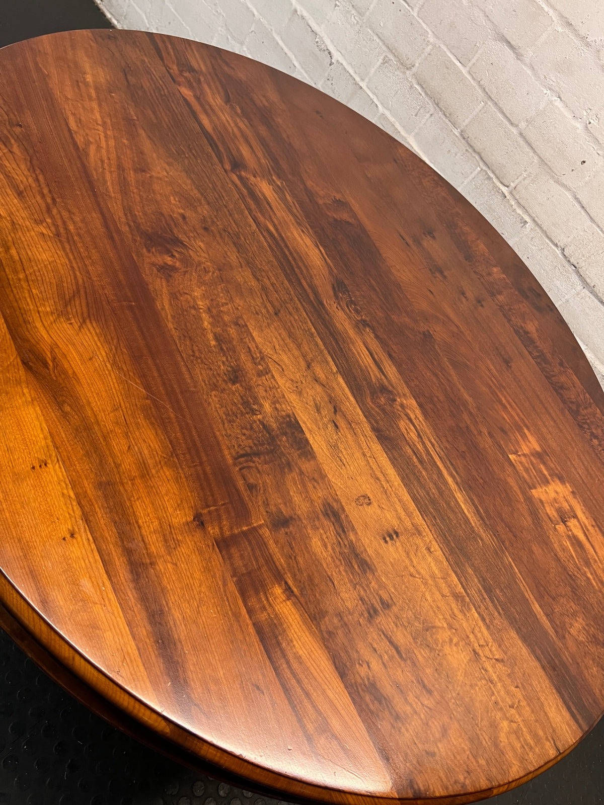 Circular Solid Imbuia Wood 6-Seater Dining Table — Great Condition – back view