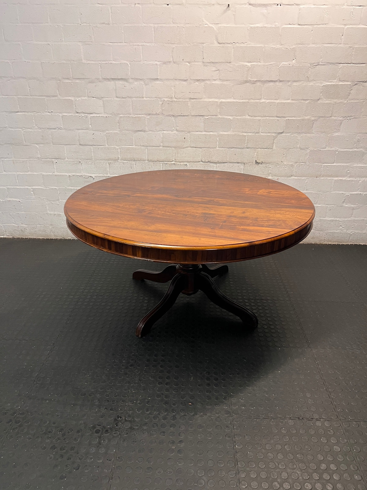 Circular Solid Imbuia Wood 6-Seater Dining Table — Great Condition – side view