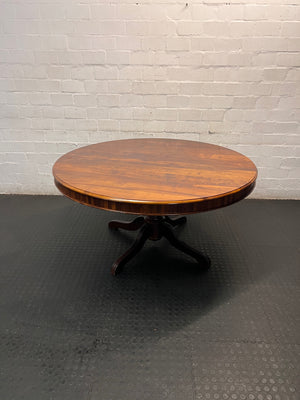 Circular Solid Imbuia Wood 6-Seater Dining Table — Great Condition – side view