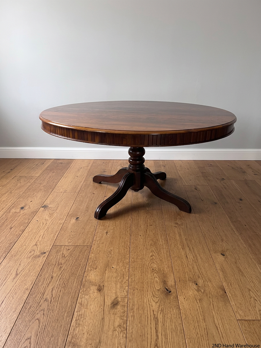 Circular Solid Imbuia Wood 6-Seater Dining Table — Great Condition – styled product image