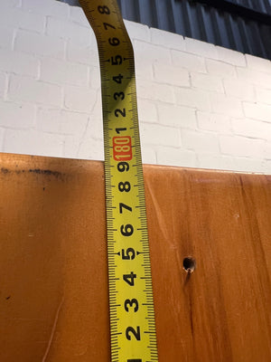 Tall Wooden 5-Shelf Bookshelf in Natural Finish — Fair Condition with Visible Wear – height measurement