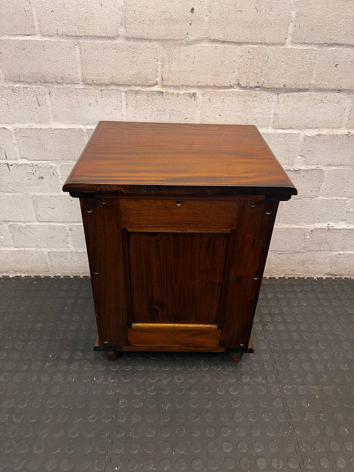 Classic Carved Wooden Side Table with 3 Drawers — Fair Used Condition – back view
