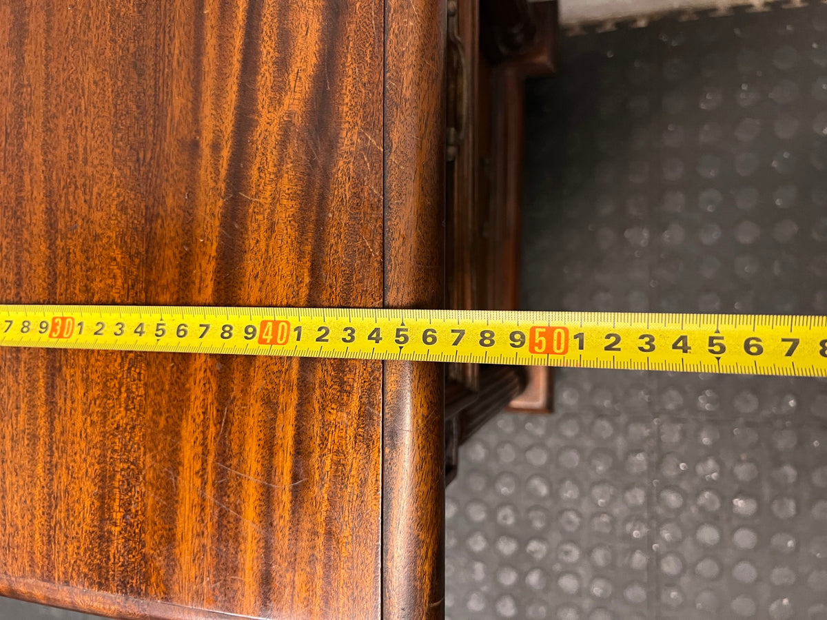 Classic Carved Wooden Side Table with 3 Drawers — Fair Used Condition – depth measurement