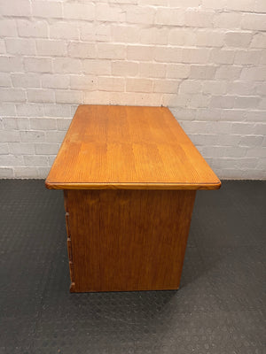 Classic Wood Office Desk with Drawers and Cupboard — Fair Condition with Visible Wear – condition detail