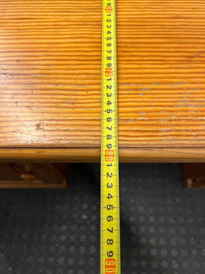 Classic Wood Office Desk with Drawers and Cupboard — Fair Condition with Visible Wear – depth measurement