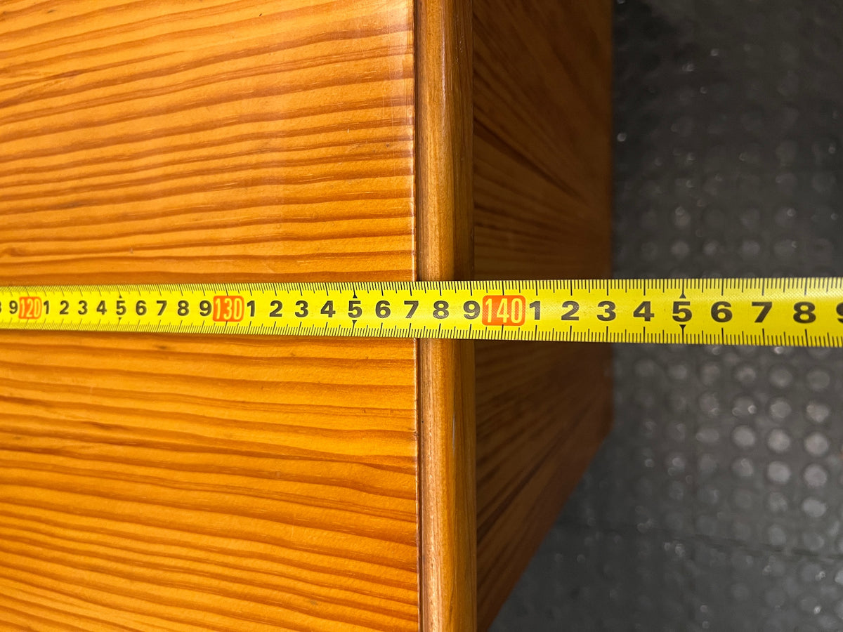 Classic Wood Office Desk with Drawers and Cupboard — Fair Condition with Visible Wear – width measurement