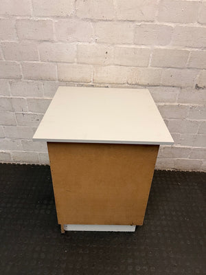 White 3-Drawer Bedside Table with Brass Handles – back view