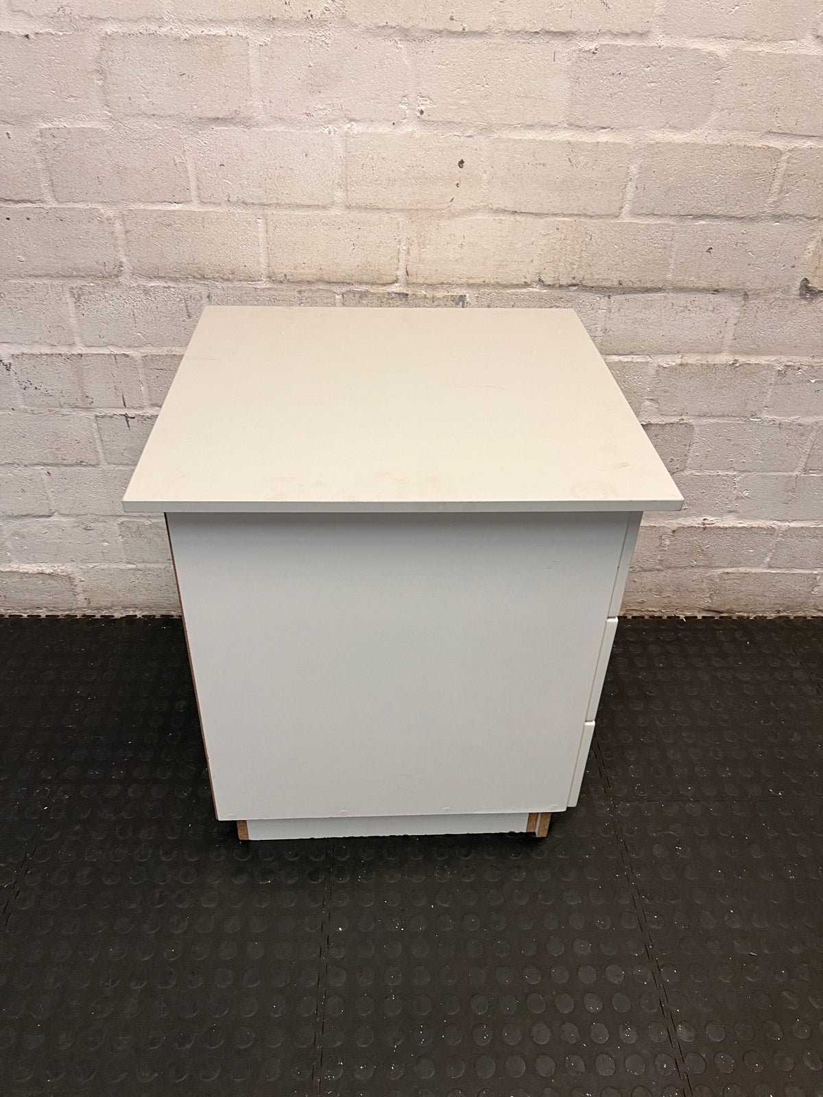 White 3-Drawer Bedside Table with Brass Handles – top view