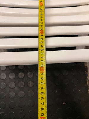 White Slatted Plastic Folding Chair – depth measurement