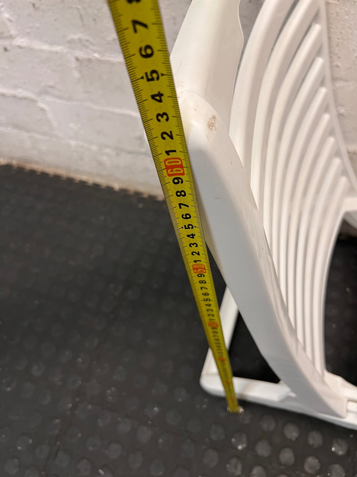White Slatted Plastic Folding Chair – height measurement