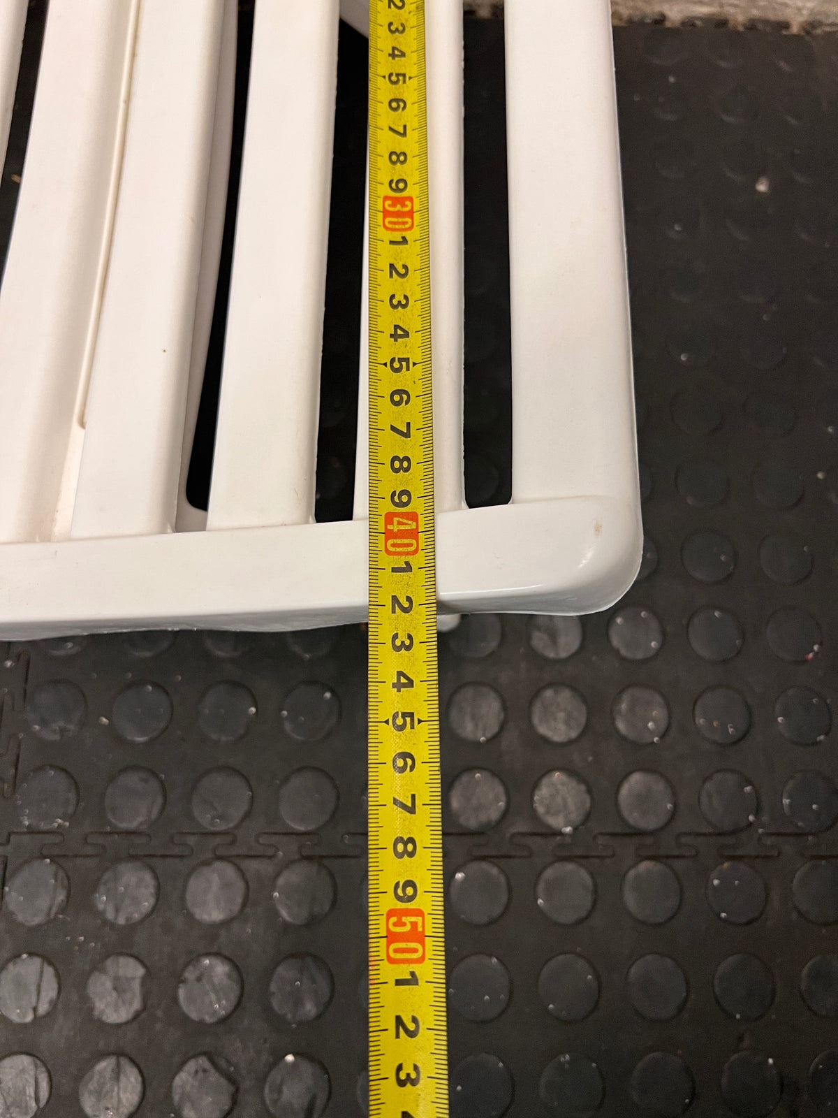 White Slatted Plastic Folding Chair – width measurement