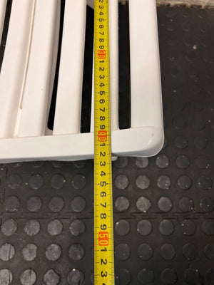 White Slatted Plastic Folding Chair – width measurement
