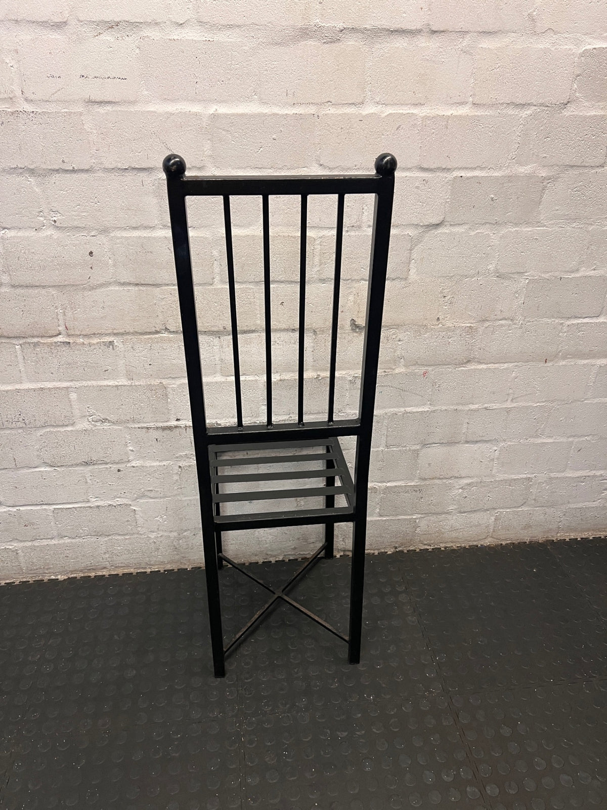 Hand-Crafted High Back Black Metal Dining Chair — Used Hand Crafted Chairs – back view