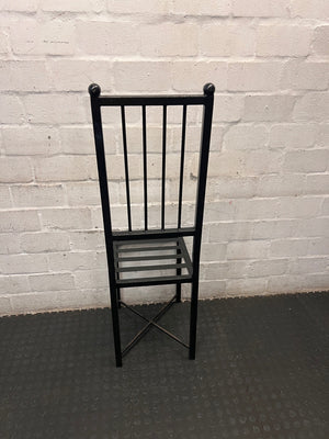 Hand-Crafted High Back Black Metal Dining Chair — Used Hand Crafted Chairs – back view