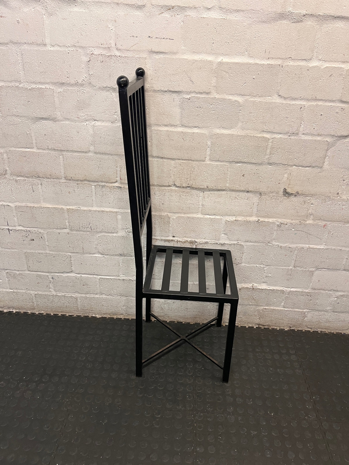 Hand-Crafted High Back Black Metal Dining Chair — Used Hand Crafted Chairs – condition detail