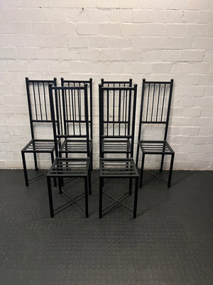 Hand-Crafted High Back Black Metal Dining Chair — Used Hand Crafted Chairs – side view