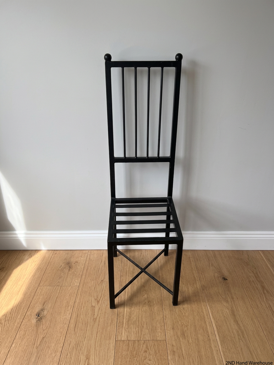 Hand-Crafted High Back Black Metal Dining Chair — Used Hand Crafted Chairs – styled product image