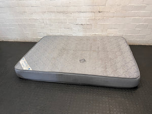 Grey Textured Double Mattress — Stained Surface with Hole in Fabric – condition detail