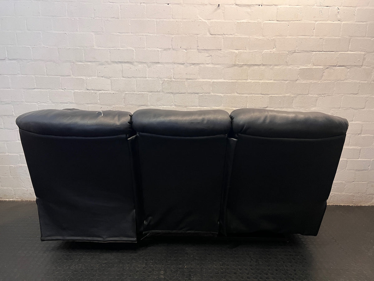 Black 3 Seater Couch with High Back Support — Damaged Couch – back view