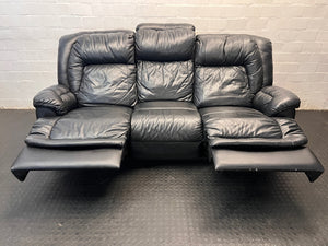 Black 3 Seater Couch with High Back Support — Damaged Couch – side view