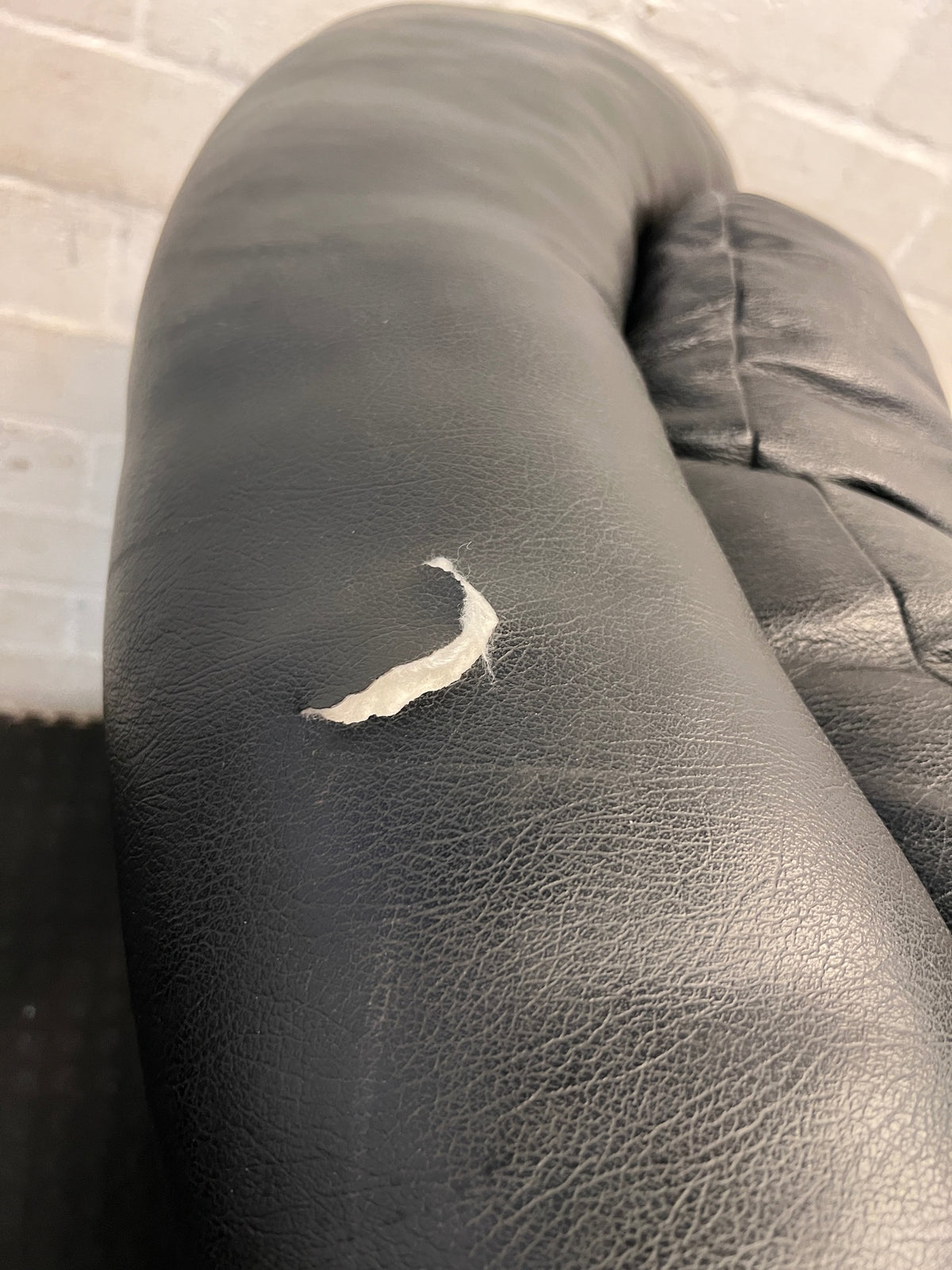 Black 3 Seater Couch with High Back Support — Damaged Couch – top view