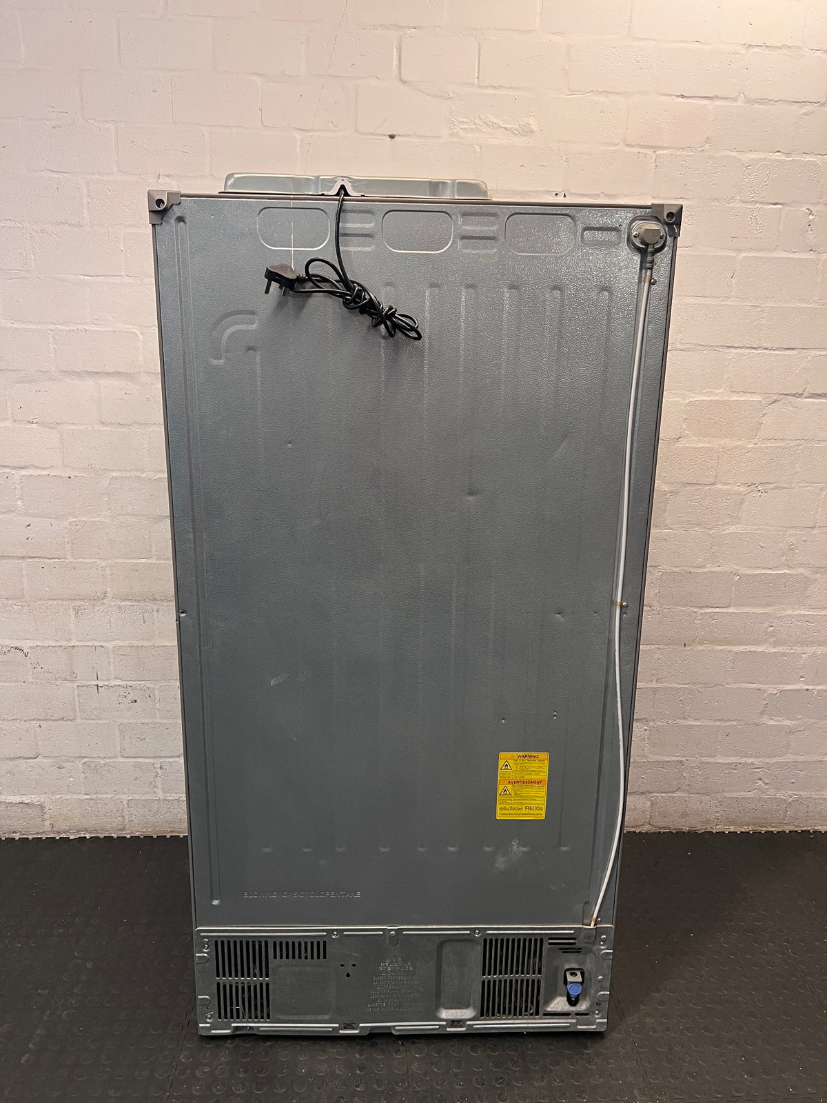 LG Silver Side-by-Side Fridge Freezer with Water Dispenser — Good Working Order – back view