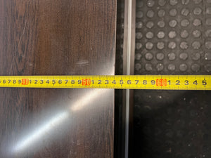 Wide Dark Brown TV Unit with Glass Centre Panel — Fair Used Condition – depth measurement