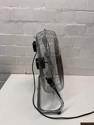 Russell Hobbs Silver Metal Floor Fan — Good Working Order with Surface Wear – back view