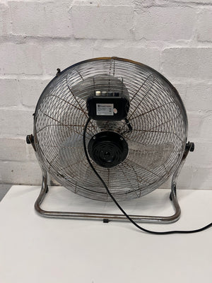 Russell Hobbs Silver Metal Floor Fan — Good Working Order with Surface Wear – condition detail